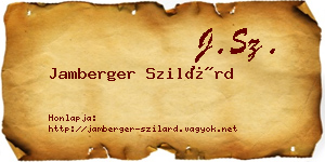 Jamberger Szilárd névjegykártya